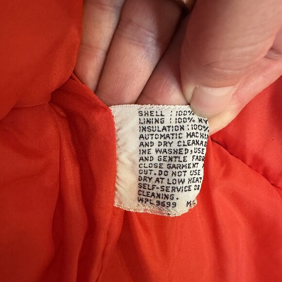 Vtg Chevron Colorblock Puffer Vest Red Orange Yellow Insulated Retro 70s Small - Picture 2 of 11